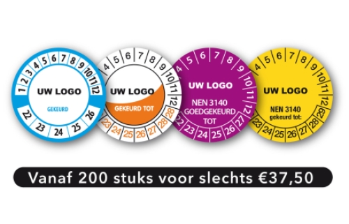 Keuringsstickers met logo